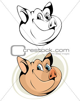 Cartoon head of pig