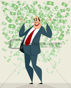 Businessman in the money rain 