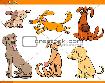 funny dogs cartoon characters set