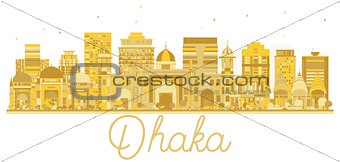 Dhaka Bangladesh City skyline golden silhouette.