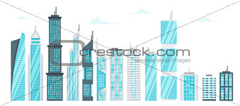 set of city modern skyscrapers