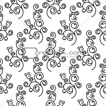 Floral swirls seamless simple vector pattern.
