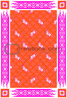 Circus horse red and pink vector carpet design.