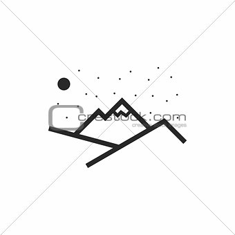 Linear icon of mountains