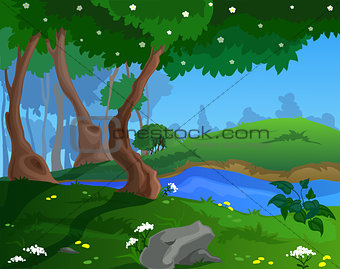 Cartoon spring background for a game art