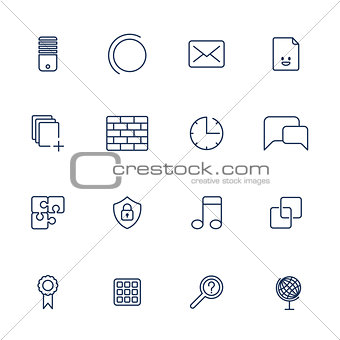 Set of 16 vector icons for software, application or websites - social media and technology