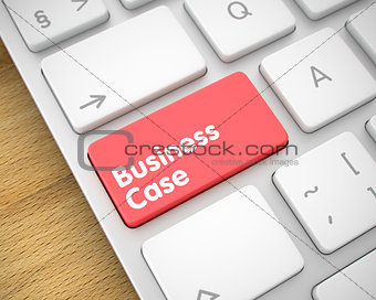 Business Case - Text on the Red Keyboard Keypad. 3D.