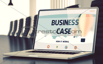 Business Case Concept on Laptop Screen. 3D.