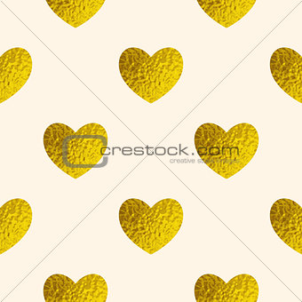 Seamless pattern with golden hearts.