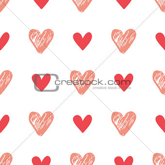Seamless pattern with pink hearts