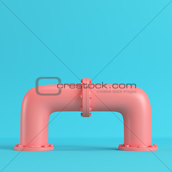Red water pipes on bright blue background in pastel colors