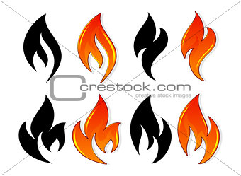 Fire icon set. Design element