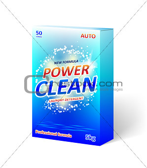 Detergent powder packaging box design. Product package for laundry detergent or Washing machine template. vector illustration