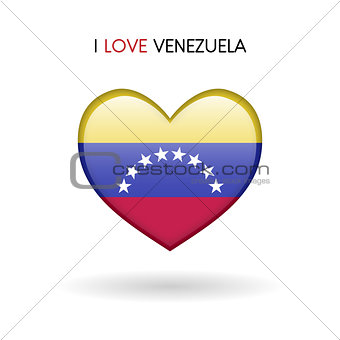 Love Venezuela symbol. Flag Heart Glossy icon on a white background
