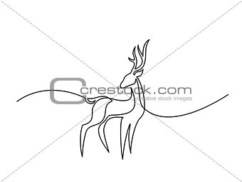 Continuous line drawing. Deer logo