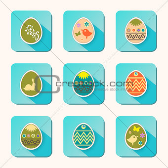 Easter eggs icons of different shade
