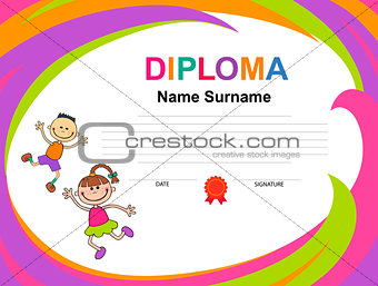 Kids Diploma certificate background design template