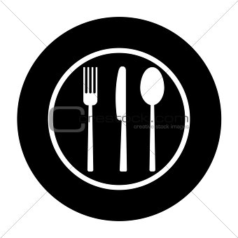 Fork, knife and spoon on plate background