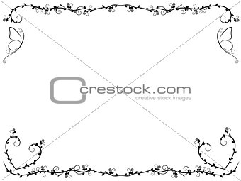 Ornate floral frame with butterflies