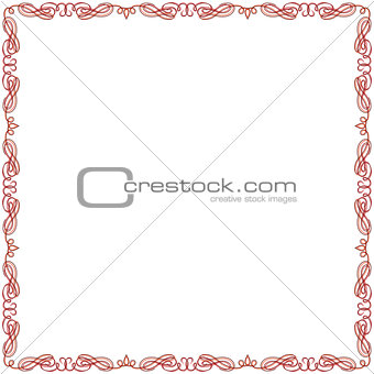 Greeting card with red swirl frame
