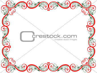 Red and green floral Valentine frame