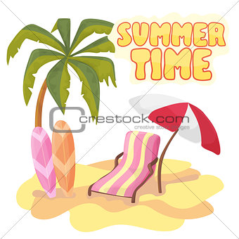 Summer time background banner design template and season elements beach