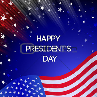 Vector Presidents Day card. National american holiday illustration with USA flag on black background.