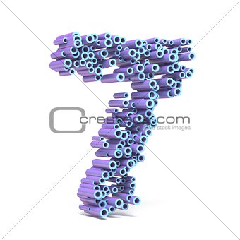 Purple blue font made of tubes NUMBER SEVEN 7 3D