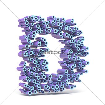 Purple blue font made of tubes LETTER D 3D