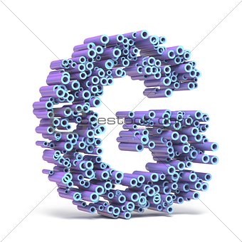Purple blue font made of tubes LETTER G 3D