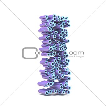 Purple blue font made of tubes LETTER I 3D