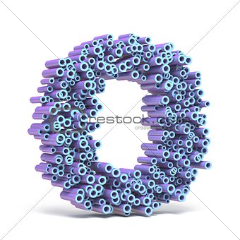 Purple blue font made of tubes LETTER O 3D