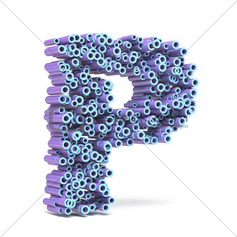 Purple blue font made of tubes LETTER P 3D