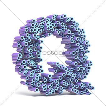 Purple blue font made of tubes LETTER Q 3D
