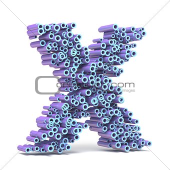 Purple blue font made of tubes LETTER X 3D