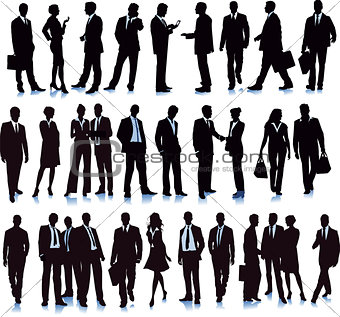 Group with diverse business people, illustration
