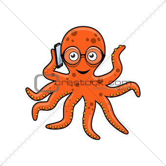Octopus with mobile phone