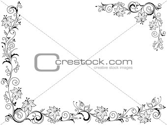Greeting card with floral frame