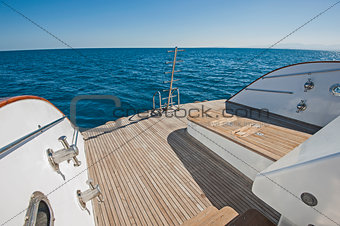 Stern deck of a large luxury motor yacht