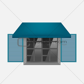 Vector blue awning on window