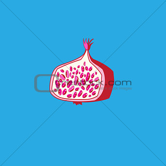 Bright illustration of a red pomegranate fruit 