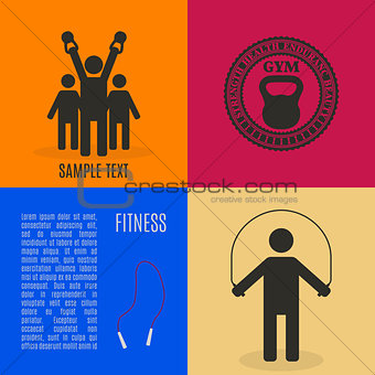 Flat design elements for gym and fitness, vector illustration.
