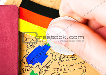 Travel holiday to Germany concept with passport