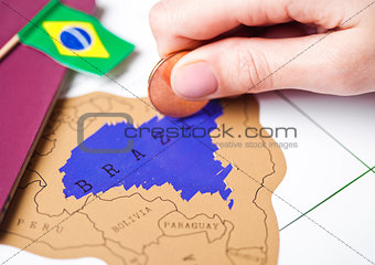 Travel holiday to Brazil concept with passport