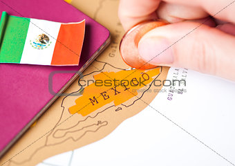 Travel holiday to Mexico concept with passport