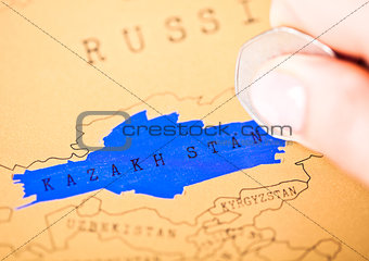 Travel holiday to Kazakhstan  concept female hand