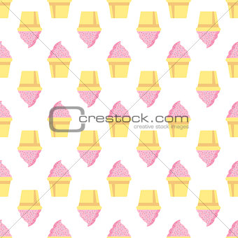 Cupcake vector pattern pink background