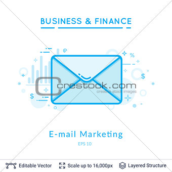 Email marketing symbol on white.