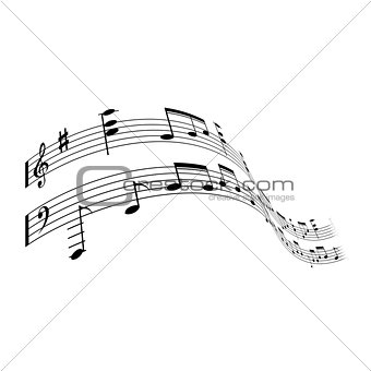 Wavy musical notes, melody - treble staff