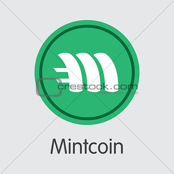 Mintcoin Blockchain Cryptocurrency. Vector MINT Coin Symbol.